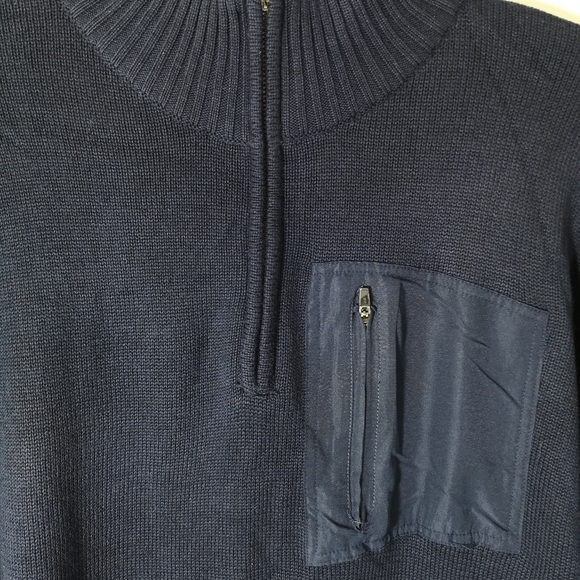 Coleman Quarter-Zip Sweater Men's  Size L Deep Sea  Zipper Pocket  Dark Blue New - Picture 3 of 12
